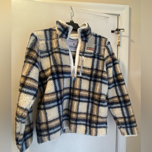 Vineyard Vines SuperShep Super Shep Sherpa Quarter Zip Pullover Fleece Top Shirt - Picture 1 of 6